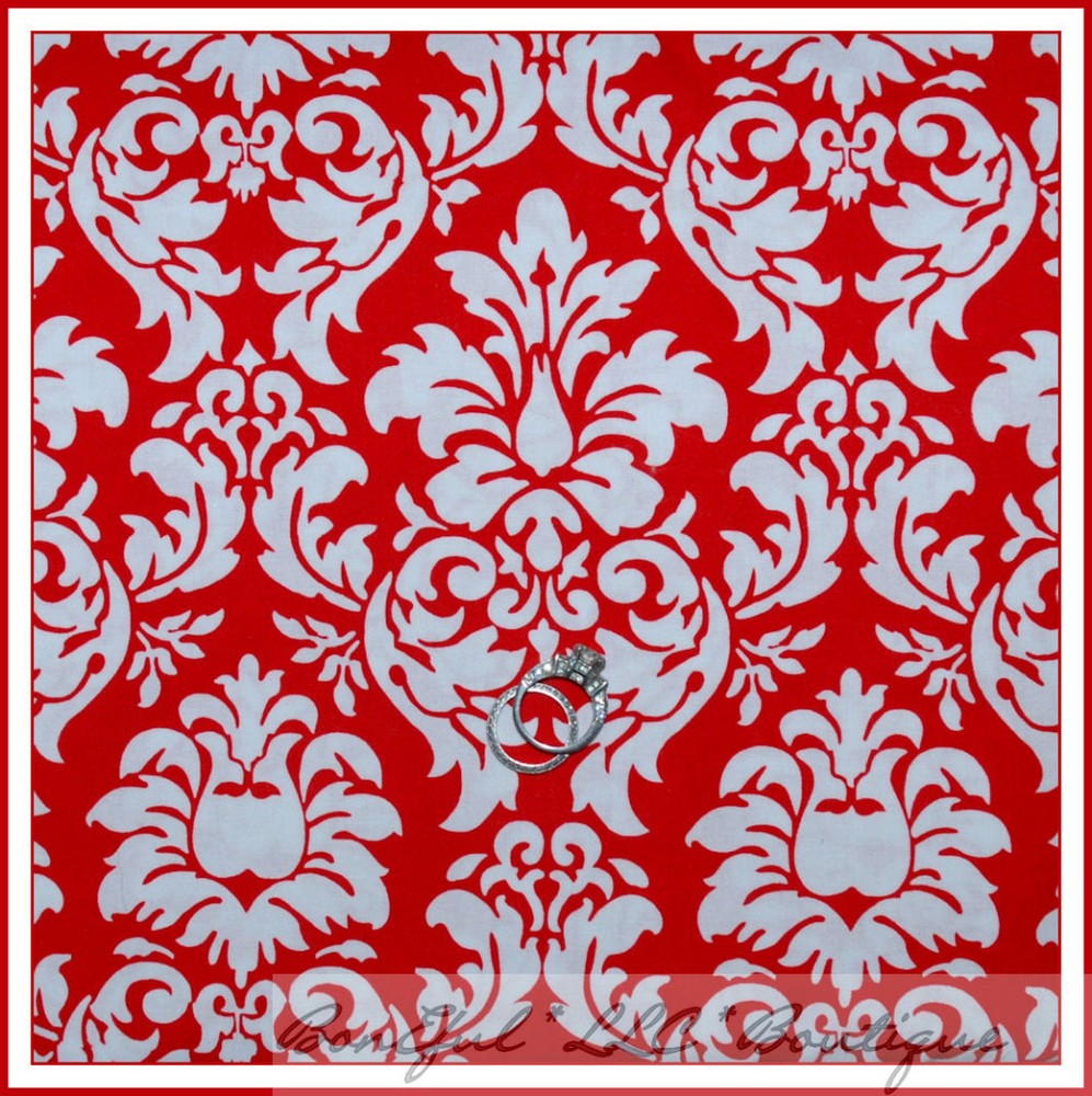 BonEful Fabric FQ Cotton Quilt Red White Heart Damask Flower Xmas Valentine Dot