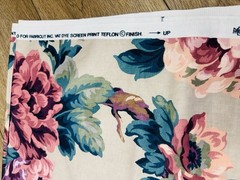 VTG Stanley King Fabric Floral 3 YARDS 54″ W HUGE PINK FLOWERS COTTAGE FRENCH