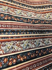 Paisley Floral textured FEEL Fabric Blue Cream Tan Upholstery Curtains Decor