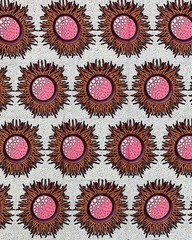 African Fabric/ Ankara – Pink, Orange, Brown, Cream ‘Sun-kissed Zobo’, 1 YARD