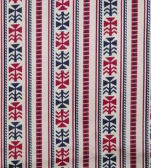 Cotton Muslin Blend GEOMETRIC FLOWERS+STRIPES Red+Blue/Black White 44½”w BTHlfYd
