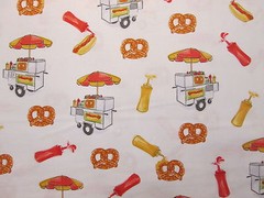 Hot Dogs Pretzels Hot Dog Pretzel Snacks Food White Cotton Fabric FQ
