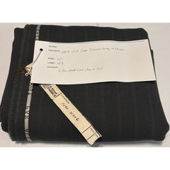 100% Wool Crepe Fabric Charcoal Gray Stripe 2.5 Yards 60 Wide Suiting