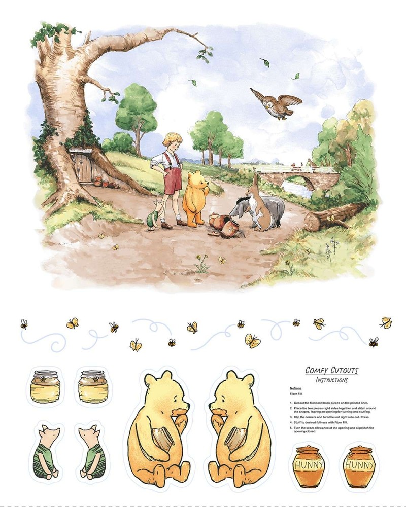 Studio E – Classic Winnie – 46.5″ X60″ Pooh And Friends Panel W/Stuffies – Minky