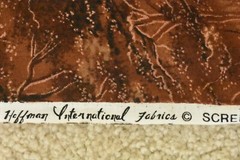By 1/2 Yd, Brown & Metallic-Copper Trees on Marbled-Brown Cotton, Hoffman, V486