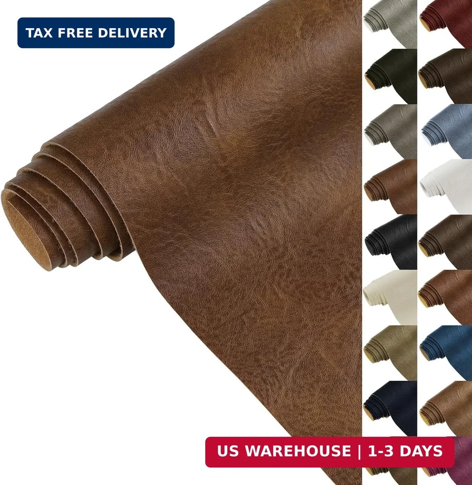 Faux Leather 1.0mm Upholstery Fabric by the Yard 55×36 Inch Yellow Brown | PU Wa