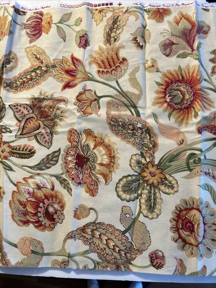 Mill Creek Floral EGGSHELL Drapery Curtain Valance Pillow Sewing Fabric 2.44 YDS