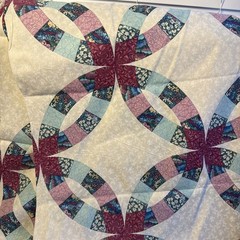Cheater Quilt Fabric Wedding Ring 80s 90s VTG 84×44 Duvet Bedspread NEW Sewing