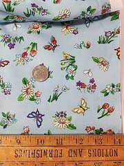 MMFab Blue Floral Butterfly Print Cotton Quilting Sewing Fabric 44″ X 5.1yds