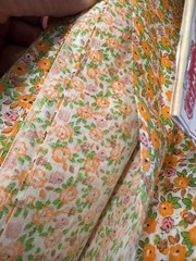 NEW Vintage Cotton Fabric w Store Tag 66″x 35″ W Ditsy Orange Floral 60s 70s