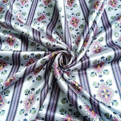 1 yard X 1.48 meter Retro Floral Satin Fabric Material For Scarf Headband Crafts