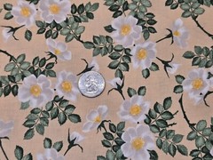 3 YARDS Cotton Fabric – FROM THE GARDEN White Floral Leaves in Tan Marcus
