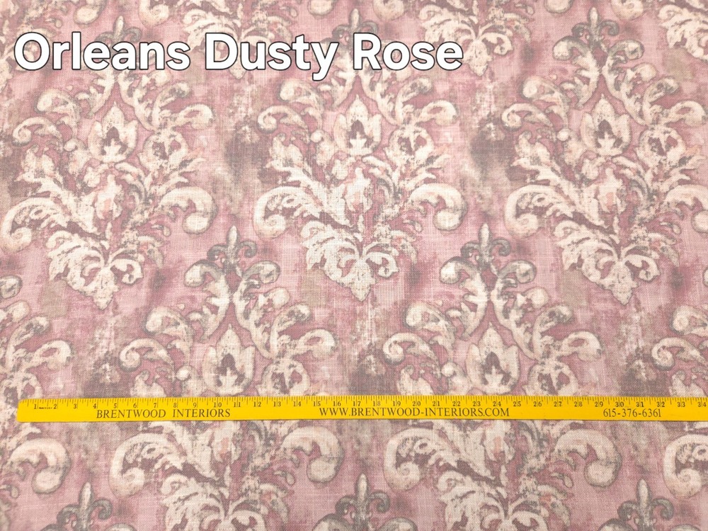 Covington ORLEANS DUSTY ROSE Pink Beige Fleur De Lis Designer Drapery Uph Fabric