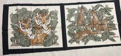 Pillow Throw Panel Front/Back Tigers In Jungle Vintage 70s Fabric 45 X 18 Uncut