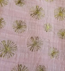 Soft Blush Pink Double-Gauze with Metallic Gold Starburst Polka Dots – OFFCUT PC