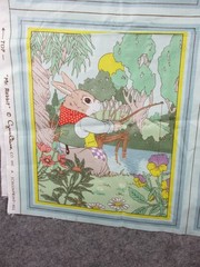 Vintage Cyrus Clark Story Book Cheater Quilt Mr Rabbit 18 Panel Pastels 81×37″