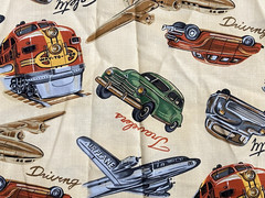 ROUTE 66 Travel SOUVENIR Pennants CARS Road Signs COTTON FABRIC Lot 4 pieces