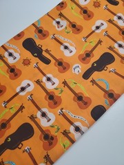 Heather Ross Fabric Guitars Far Far Away III Windham Orange Quilt FAT QUARTER