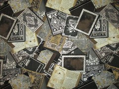 BOOKS PILES BOOK METALLIC THREAD SILVER COTTON FABRIC FQ