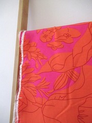 90s does 70s One Way Stretch Pink Orange Floral Spandex 150cm x 5 meters