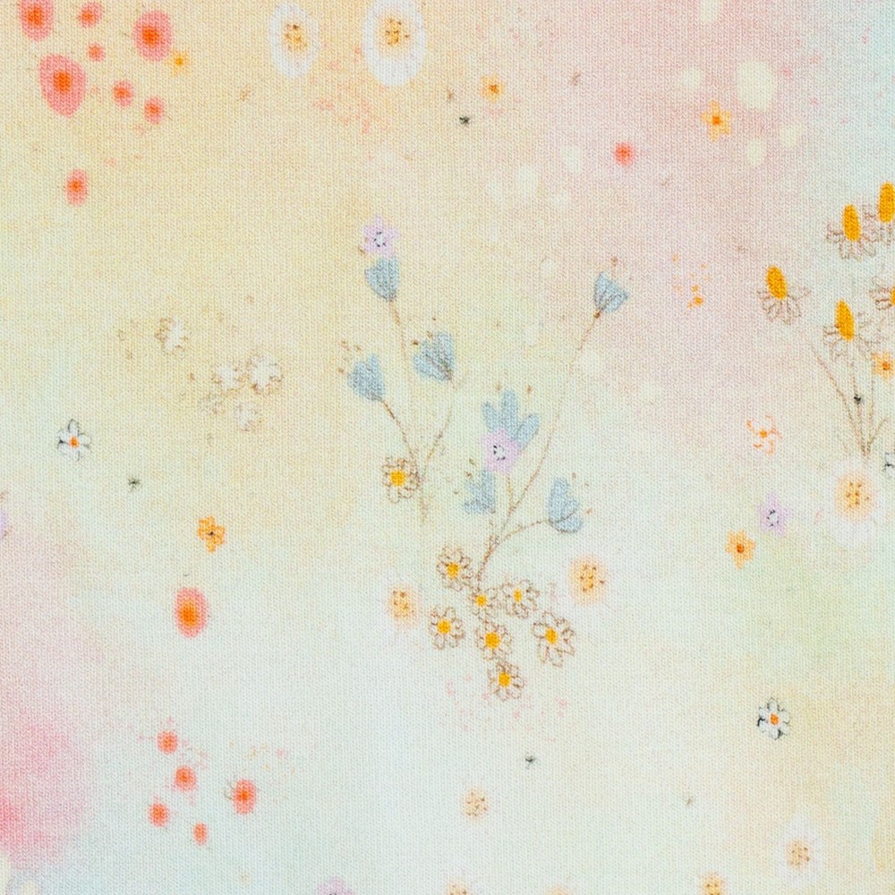 1M X 1.50M Cotton Jersey Nils Flower Meadow Apricot Digital Print