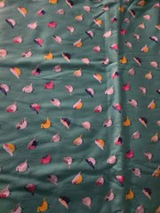 Cotton Knit Fabric. Birds on Green. 1yd 33″ x 56″