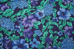 BLUE AND PURPLE FLOWERS ON NAVY – WINDSOR FROM HOFFMAN – 100% COTTON FABRIC
