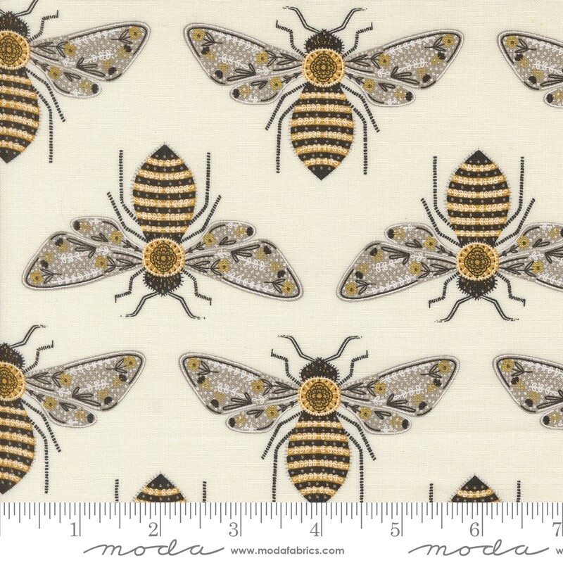 Bee Garden 48411 11 Metallic Porcelain by Gingiber for Moda – by the half-yard