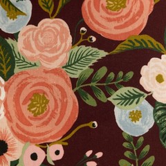 Rifle Paper RP520-BU1C Garden Party Juliet Rose Burgundy Canvas Fabric 15 yards