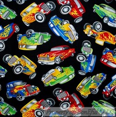 BonEful FABRIC FQ Cotton Quilt White Green Red Blue Farm Tractor Tire Boy Print