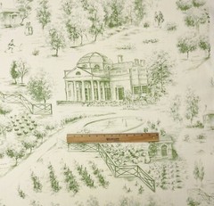VINTAGE KRAVET MONTICELLO TOILE SAGE GREEN 100% LINEN FABRIC BY YARD 53.5″W