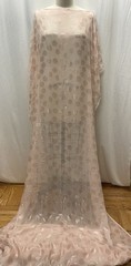 Blush Pink Pure Silk Chiffon Fil Coupe Satin Polka Dot Fabric By The Yard 44″ W
