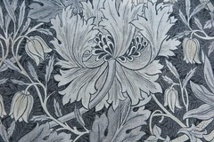 WILLIAM MORRIS CURTAIN FABRIC DESIGN Pure Honeysuckle & Tulip 3.7 MTRS BLACK INK