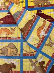 Vintage Animal Crackers Themed Zoo Fabric 54” by 55” Novelty Fabric