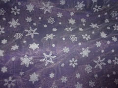 Sheer Polyester WHITE with FLOCKED SNOWFLAKES 1 Yd x 60” Wide