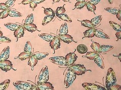 Fabric Butterflies Pastels on Pink Cotton 1/4 Yard