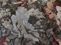 UPHOLSTERY FABRIC~Woven Tapestry~VICTORIAN WHITE ROSES~English Garden~BrownGreen