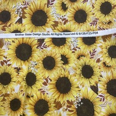 Brother Sister Design Studio Cotton Fabric Sun Flowers 3 Yards 23″ x 45″ New