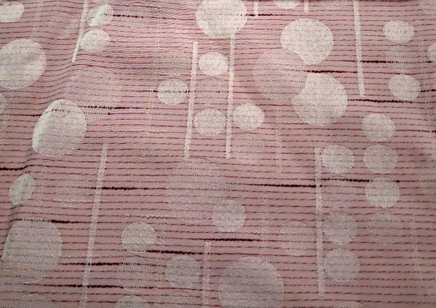 3 yd x 62 w Polyester Fabric Pink w/’Satin Circles’ Thin Broken Lines NO STRETCH