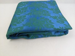 Vintage Teal Green Floral Silk Cut Fabric 1.3 yds x 12 yds Roses