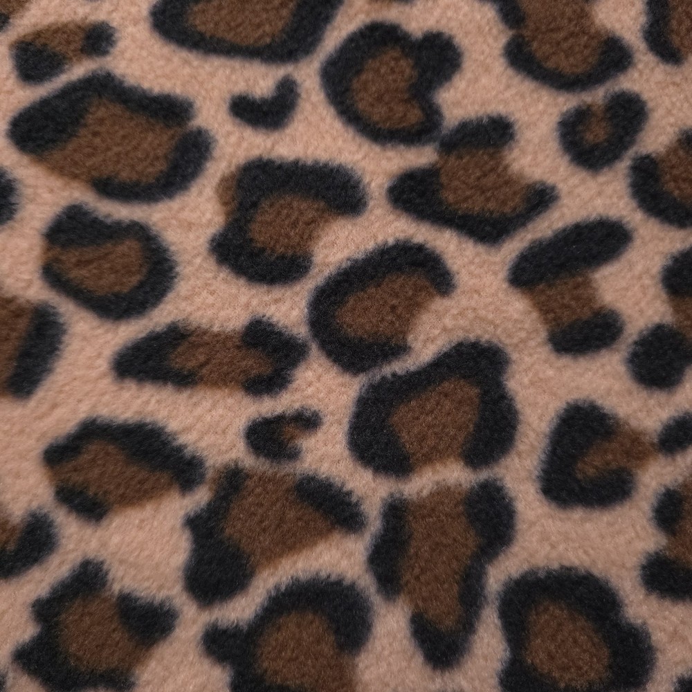 Leopard Print Fleece Fabric 58″ Wide Animal Print Fleece Yard Tan Brown