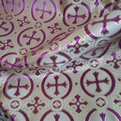 Purple Gold Metallic Brocade Fabric For Lent Resurrection Religious Liturgical