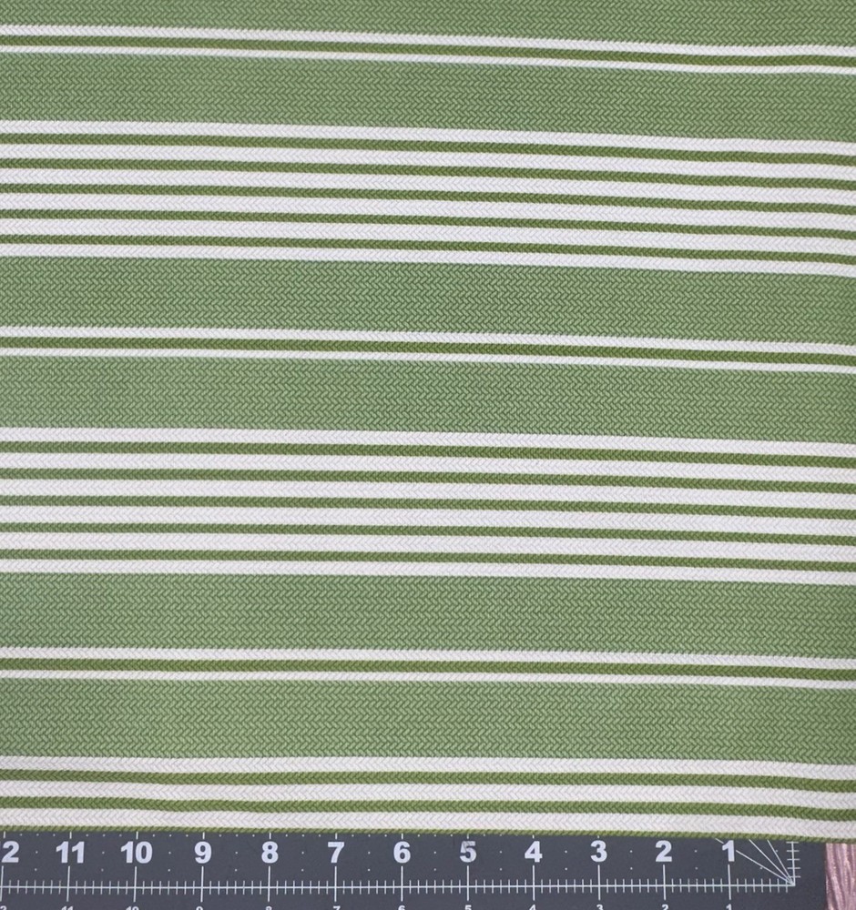 B123 3 1/2 Yards Green Stripes Waverly Inspirations Screen Print Fabric 45″