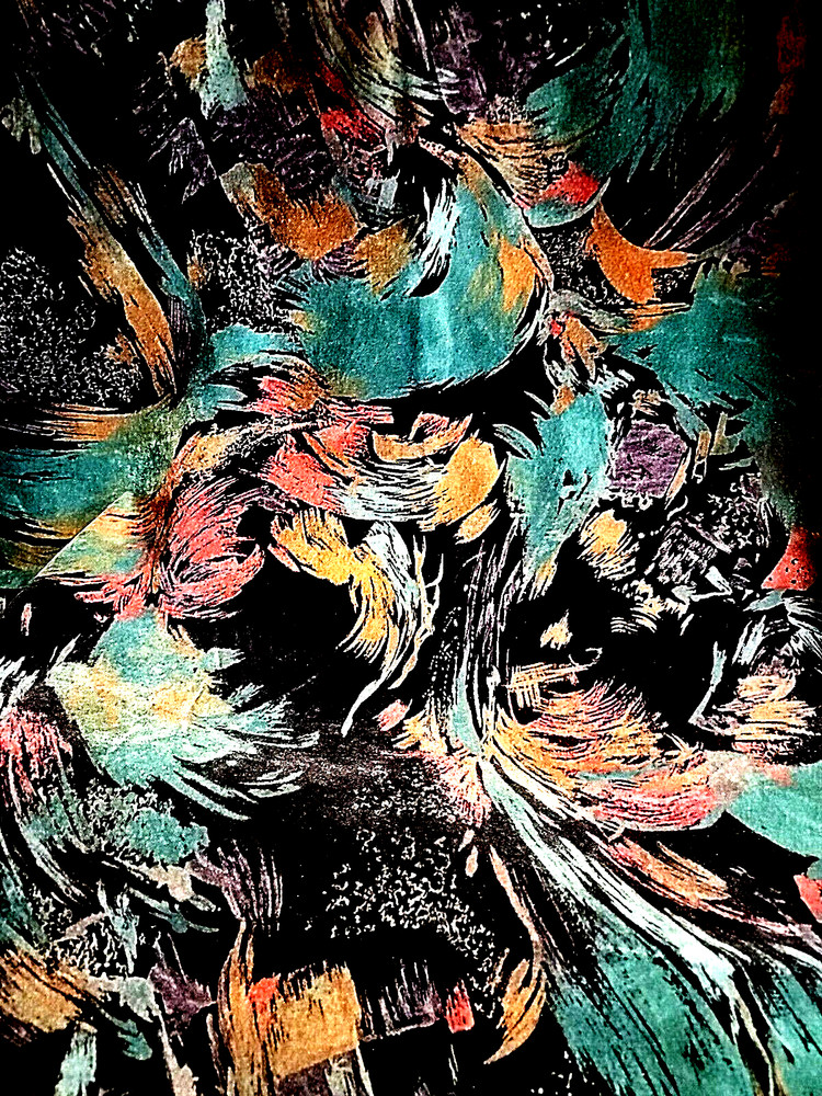 Velvet Upholstery Designer Fabric Modern Abstract Black Aqua Blue Pink 2 3/4 yd