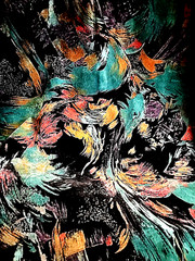 Velvet Upholstery Designer Fabric Modern Abstract Black Aqua Blue Pink 2 3/4 yd