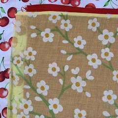 Vintage Sheer Yellow Floral Felted Speciality Fabric Approx 93×44”