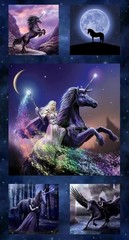 Clothworks Unicorn Magic Cotton Quilt Fabric Panel 24″ x 44″