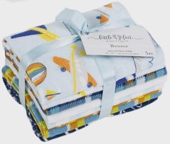 Fabric editions little feet boutique flannel 5pc bundle, adventure awaits theme