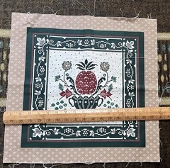 VT Cranston Faux Cross Stitch Pineapple in Vase Pillow Square 17½” to Quilt