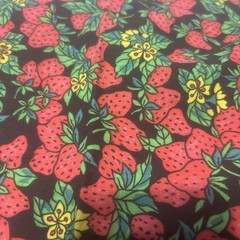 Unbranded Strawberries On Black Fabric 44” X 2 7/9